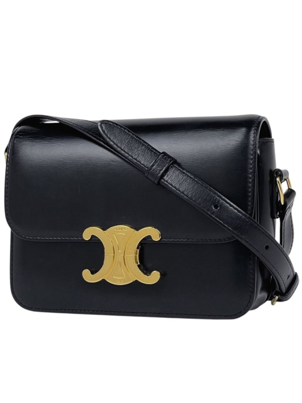 Celine Shoulder Bag Teen Triomphe Leather Black